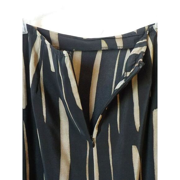 Cache Black Beige Maxi Wrap Skirt Women 8 Tribal Pattern Pencil Split Hem Zip Up - Picture 9 of 12